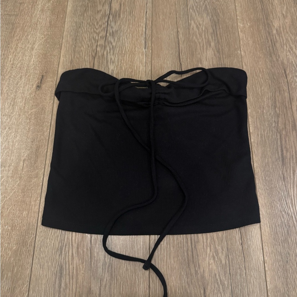 Black Strapless Tube Top w/ Front Ties